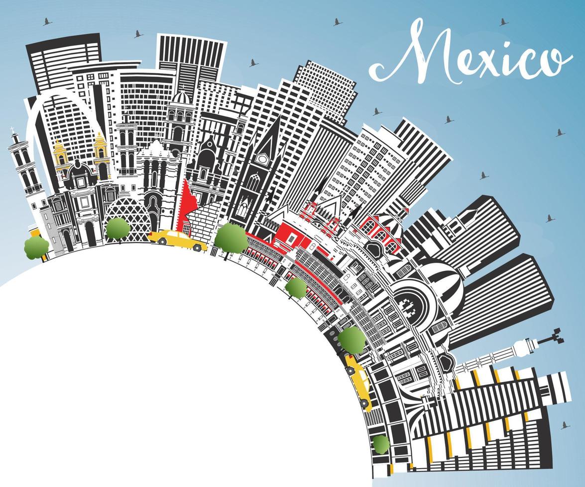 Mexico stad horizon met grijs gebouwen, blauw lucht en kopiëren ruimte. vector