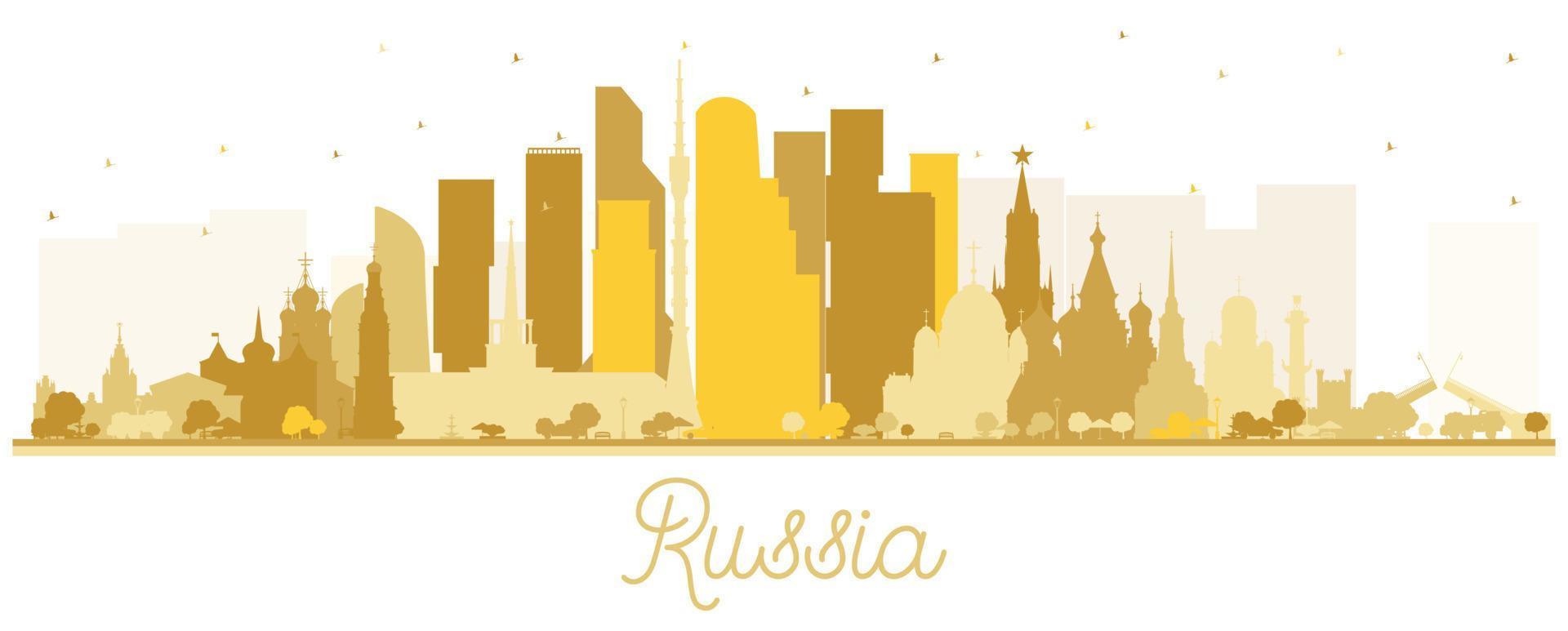 Rusland stad horizon silhouet met gouden gebouwen geïsoleerd Aan wit. vector