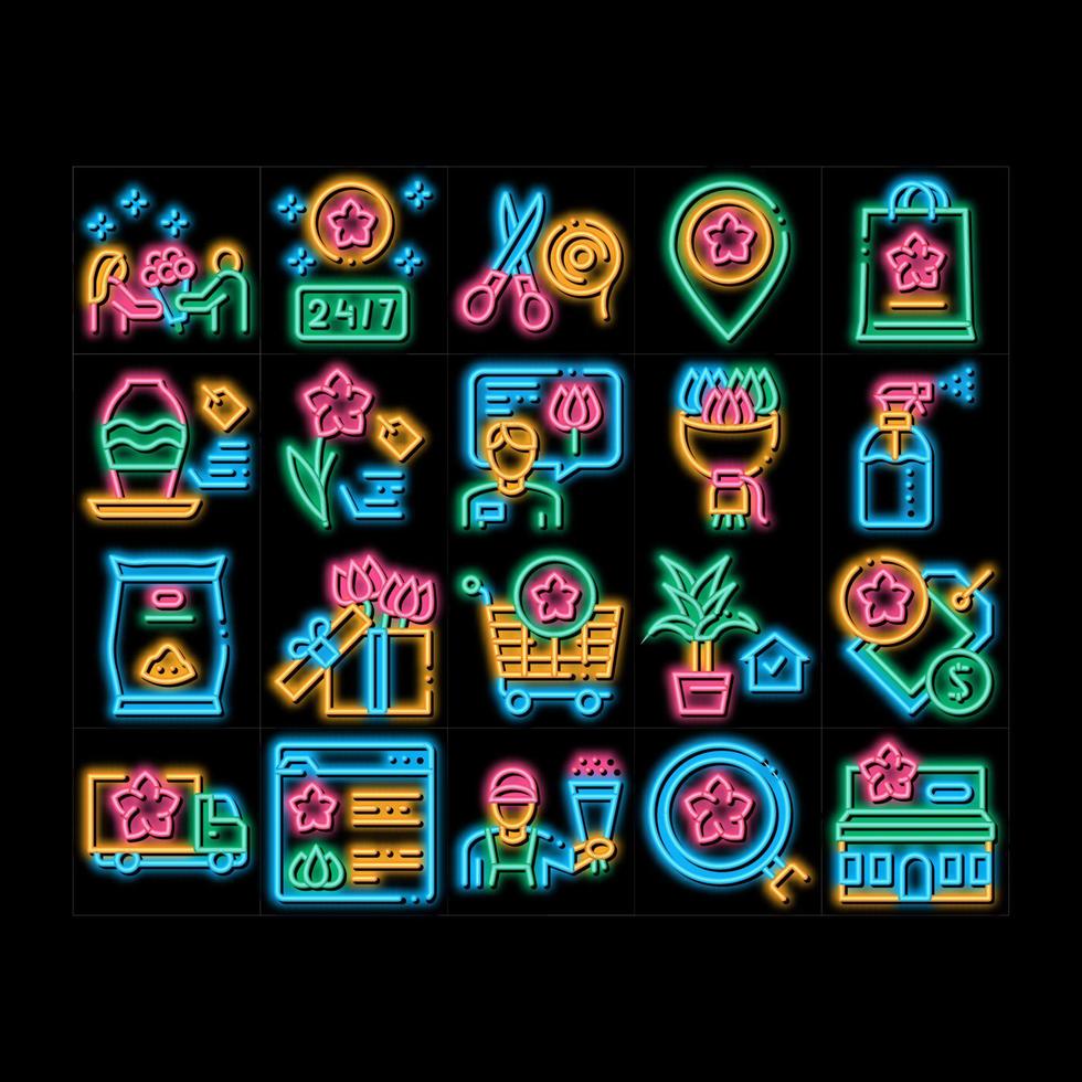 bloem winkel winkel neon gloed icoon illustratie vector