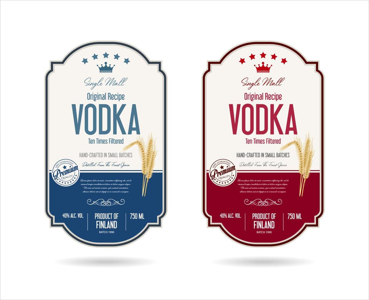 etiketten voor wodka met tarwe vector voorraad illustratie