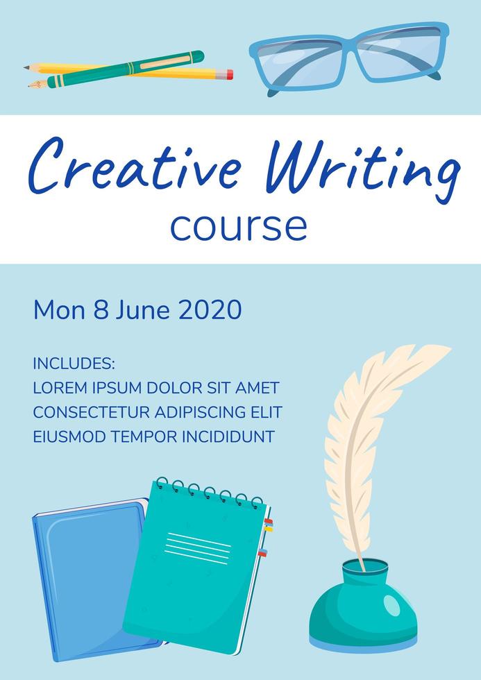 creatief schrijven cursus poster vector