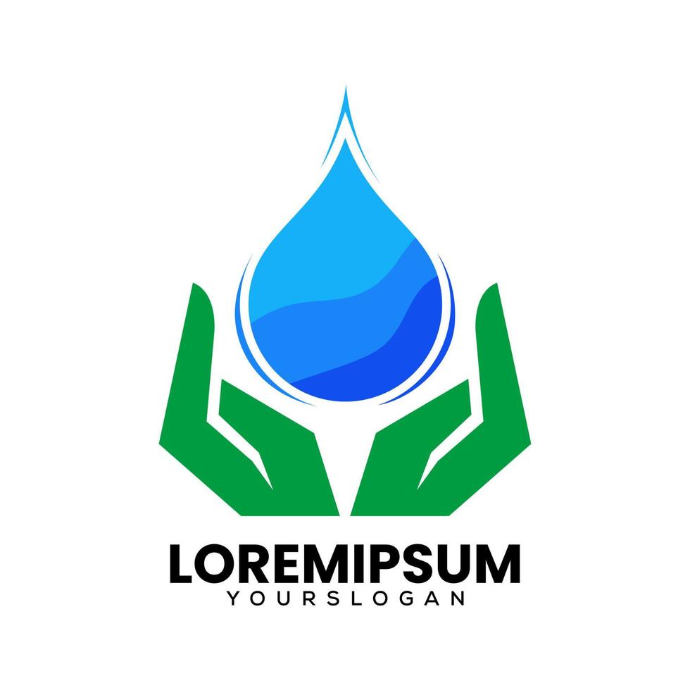 hand- en water logo ontwerp vector