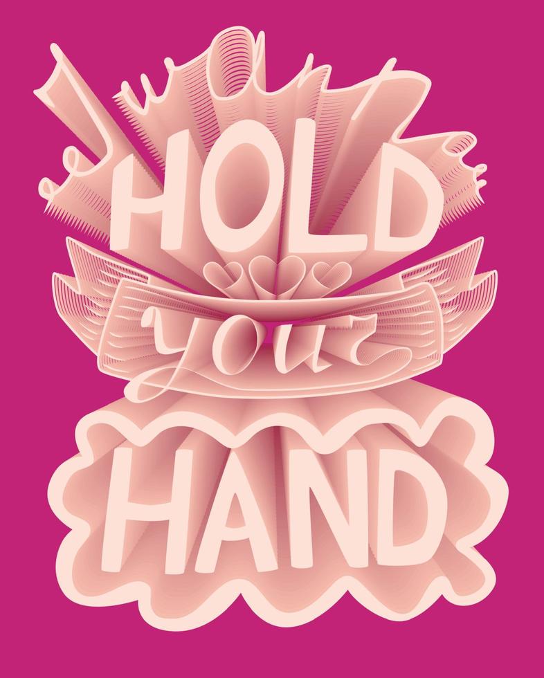 ik wil ik houden uw hand. 3d belettering, Valentijnsdag dag kaart. in liefde vector