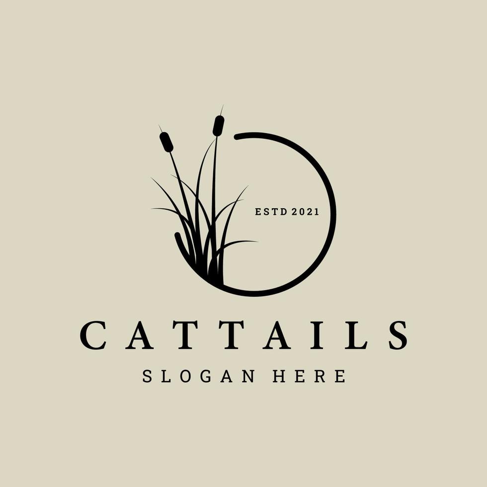 cattail gras logo vector illustratie ontwerp, elegant icoon, cirkel embleem, elegant decoratie logo, monoline ontwerp