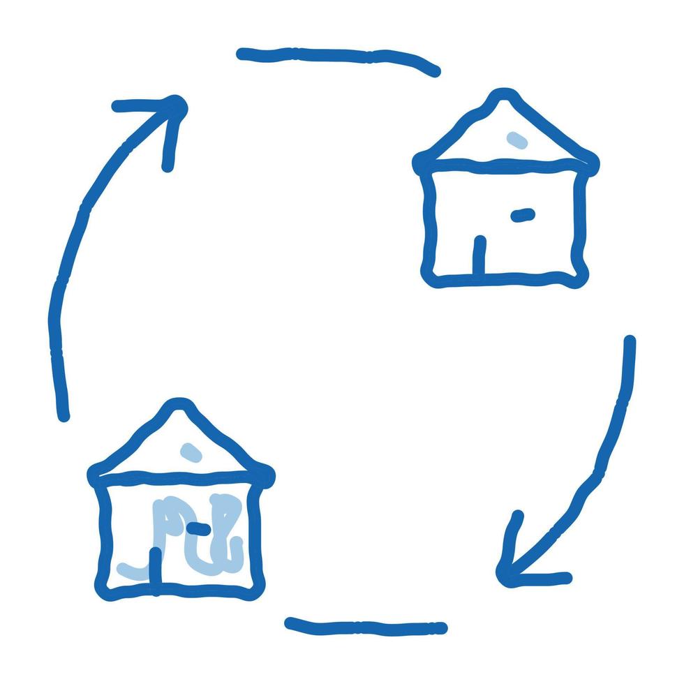 huizen uitwisseling tekening icoon hand- getrokken illustratie vector