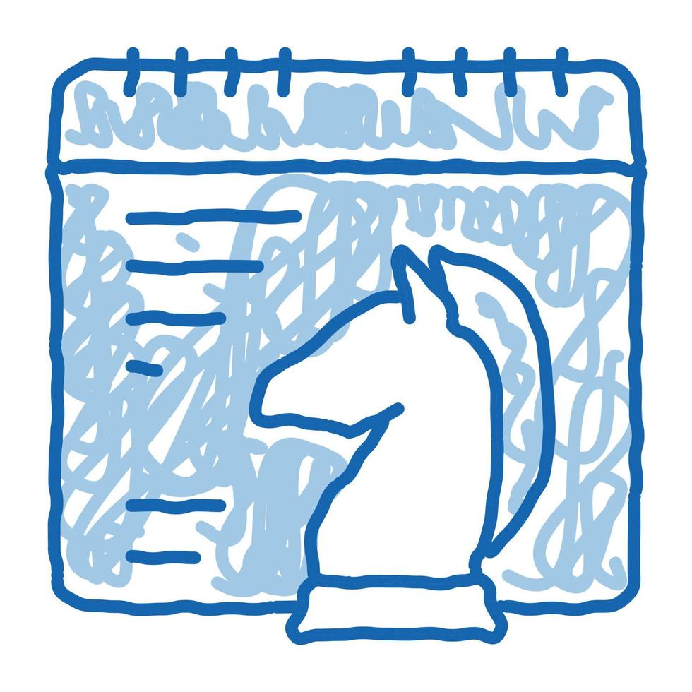 schaak paard kalender tekening icoon hand- getrokken illustratie vector