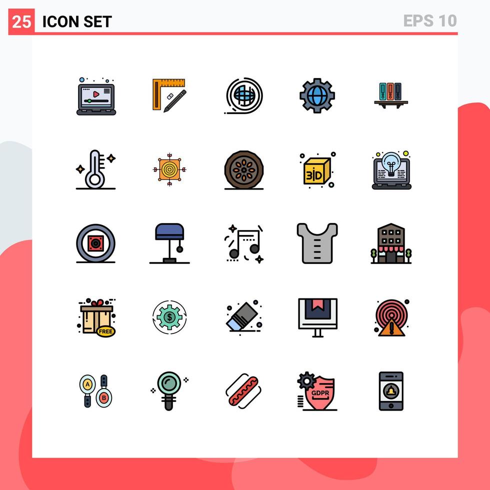 mobiel koppel gevulde lijn vlak kleur reeks van 25 pictogrammen van bestanden instelling ontwerp uitrusting vormgeven bewerkbare vector ontwerp elementen