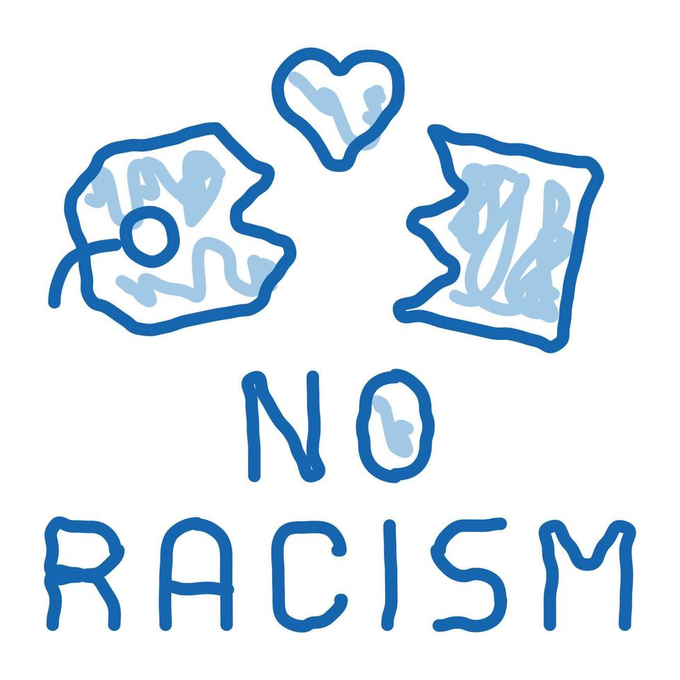 Nee racisme gescheurd etiket tekening icoon hand- getrokken illustratie vector