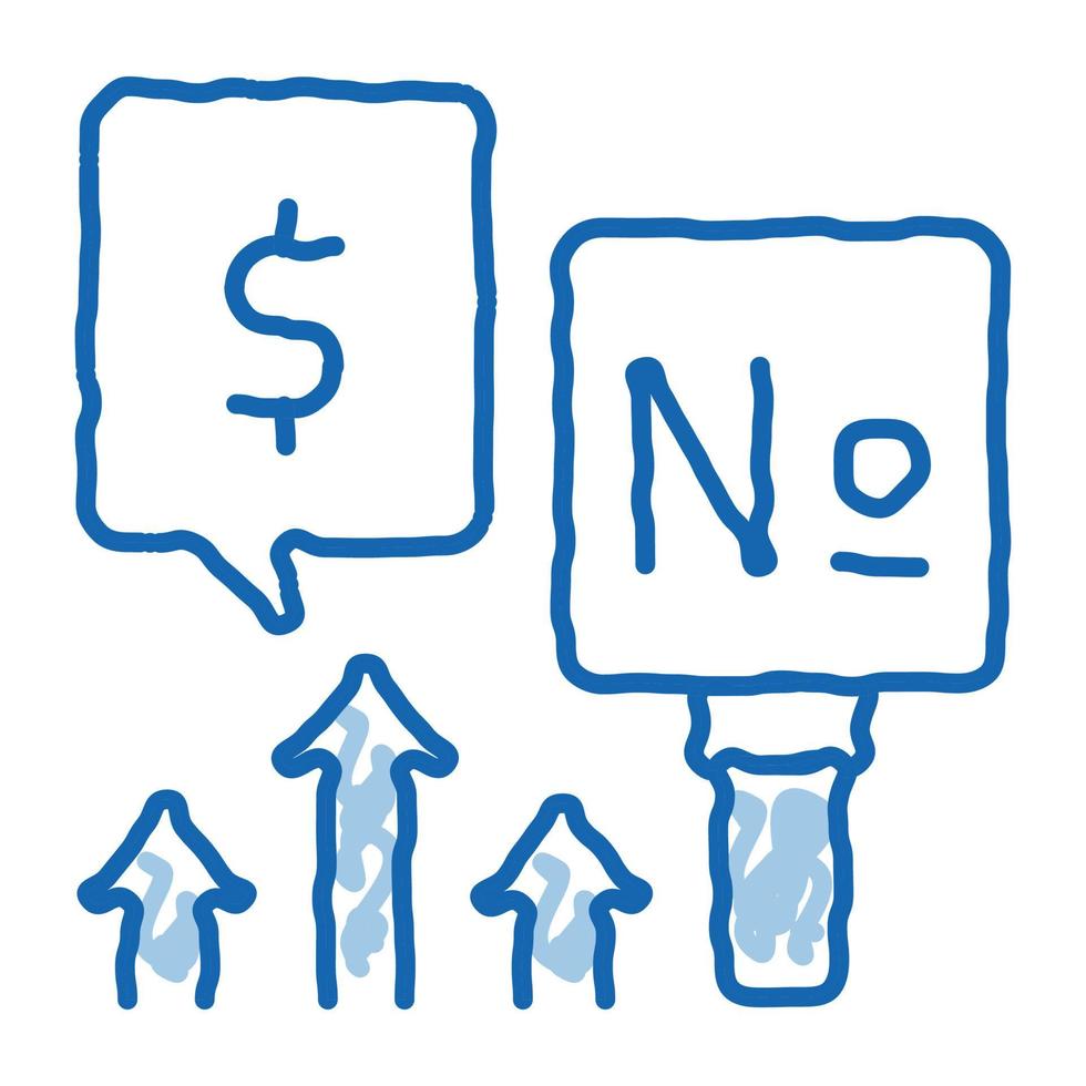 toenemen in contant geld tarieven tekening icoon hand- getrokken illustratie vector