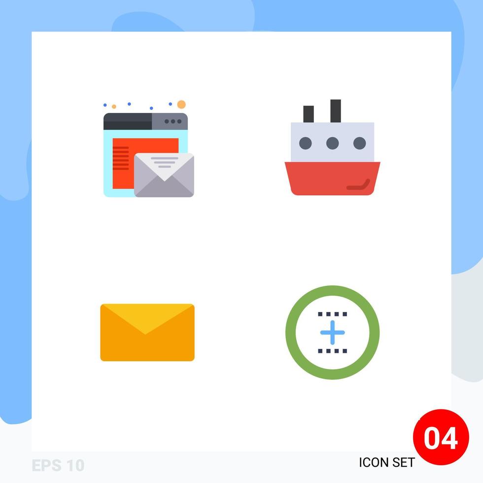 pak van 4 modern vlak pictogrammen tekens en symbolen voor web afdrukken media zo net zo browser mail online schip gebruiker bewerkbare vector ontwerp elementen
