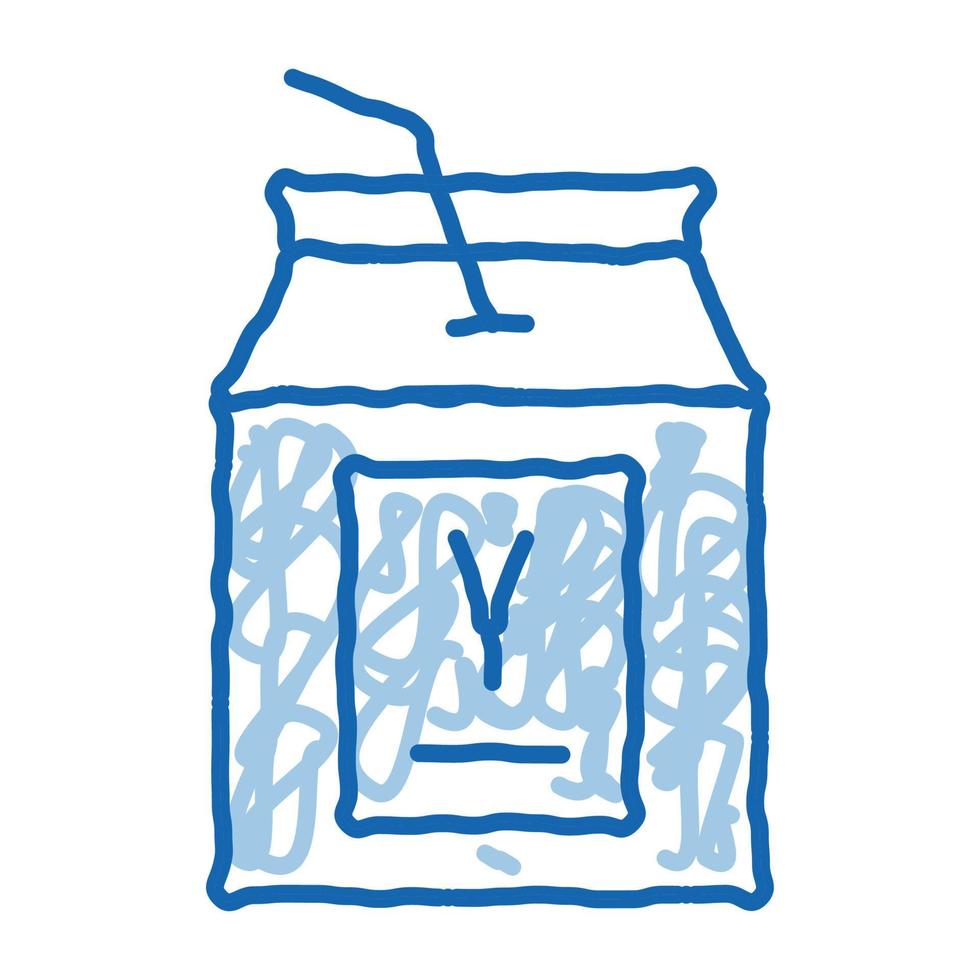 drinken verpakt yoghurt met rietje tekening icoon hand- getrokken illustratie vector