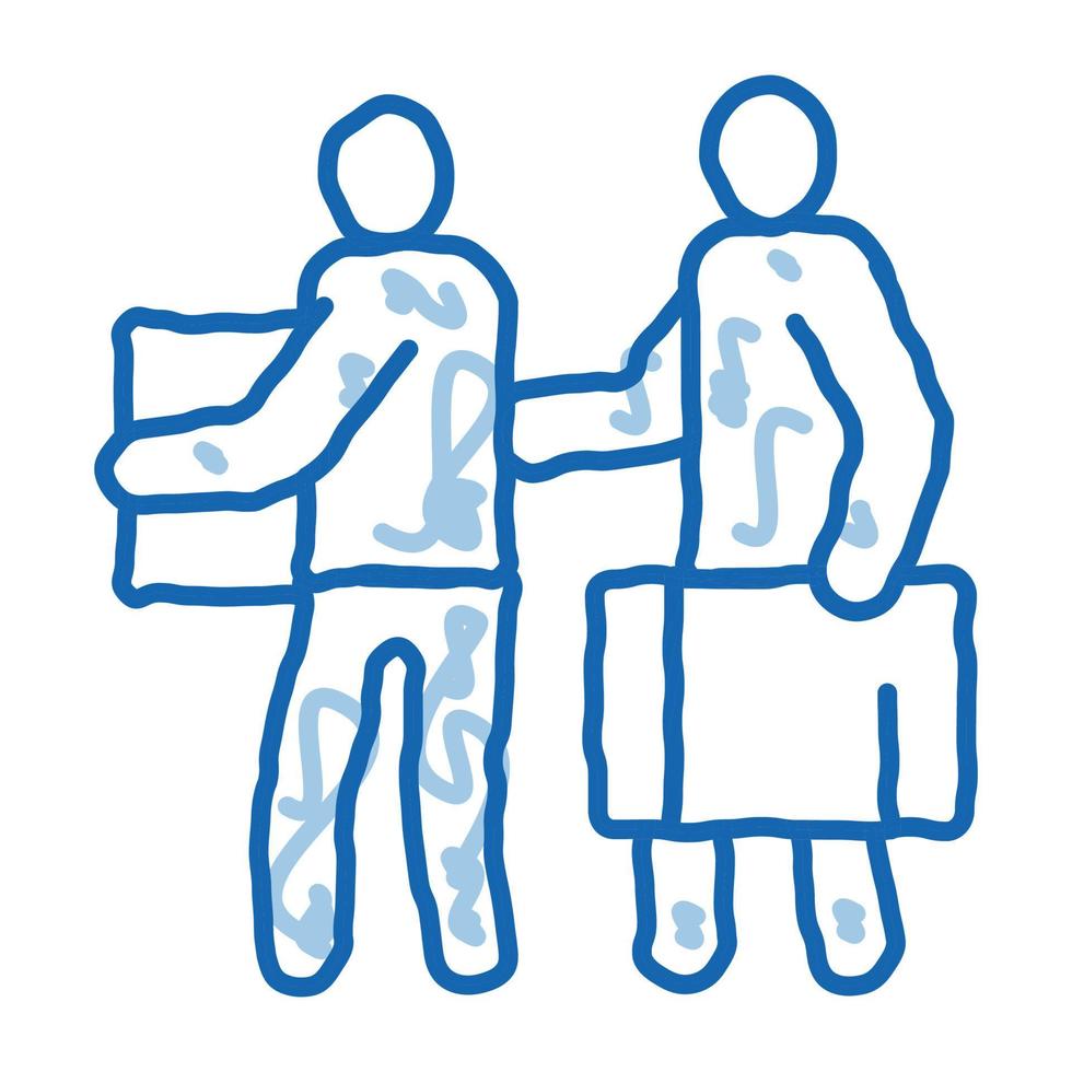 mensen met bagage tekening icoon hand- getrokken illustratie vector