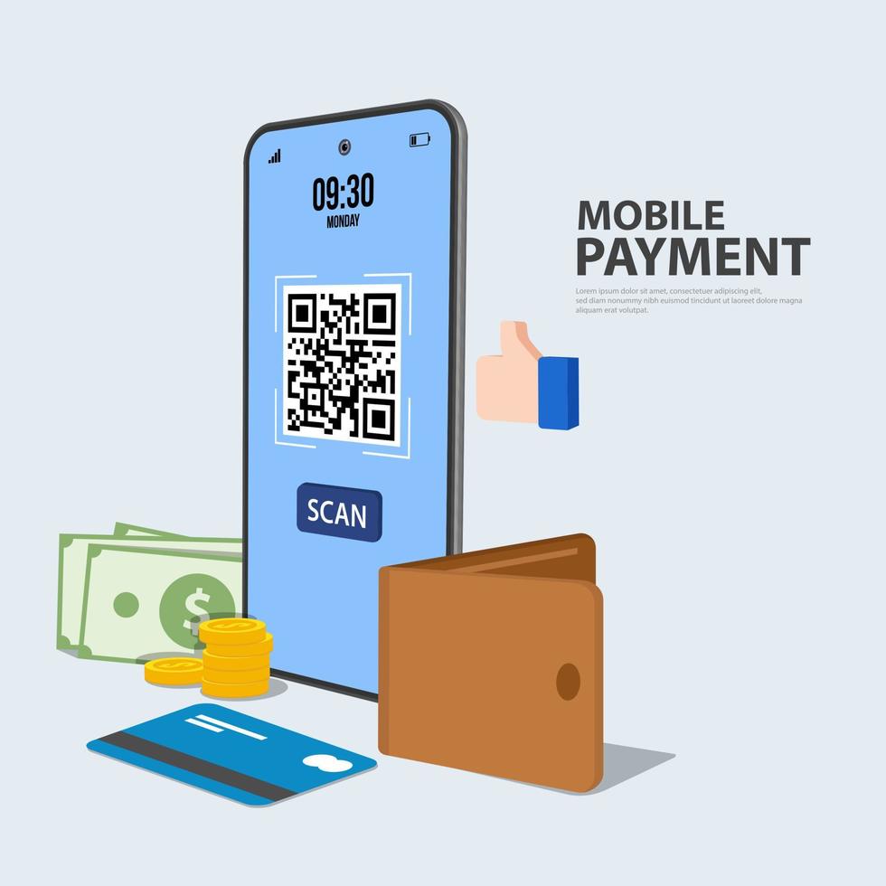 mobiel betaling via smartphone gebruik makend van streepjescode identificatie vector