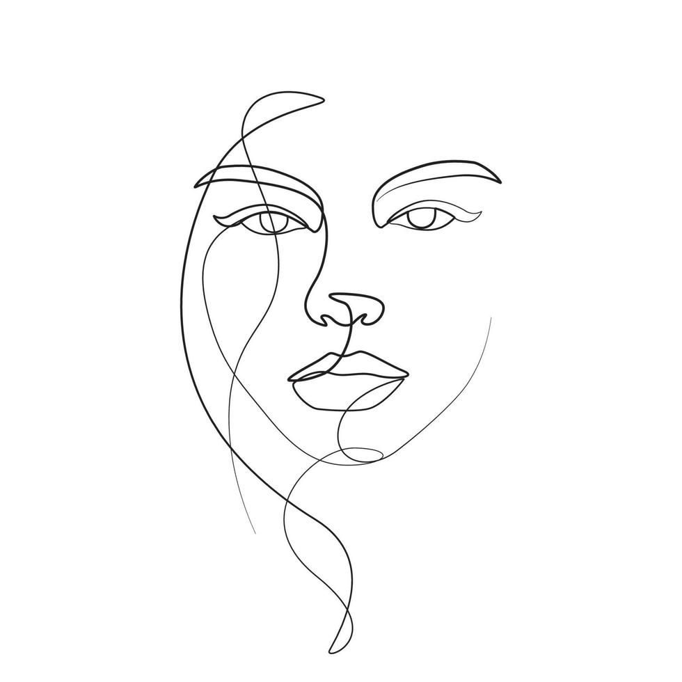 vrouw gezicht gaat verder lijn kunst tekening illustratie vector