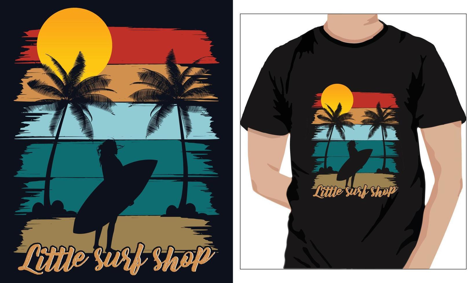 zomer t-shirts ontwerp weinig surfen winkel vector