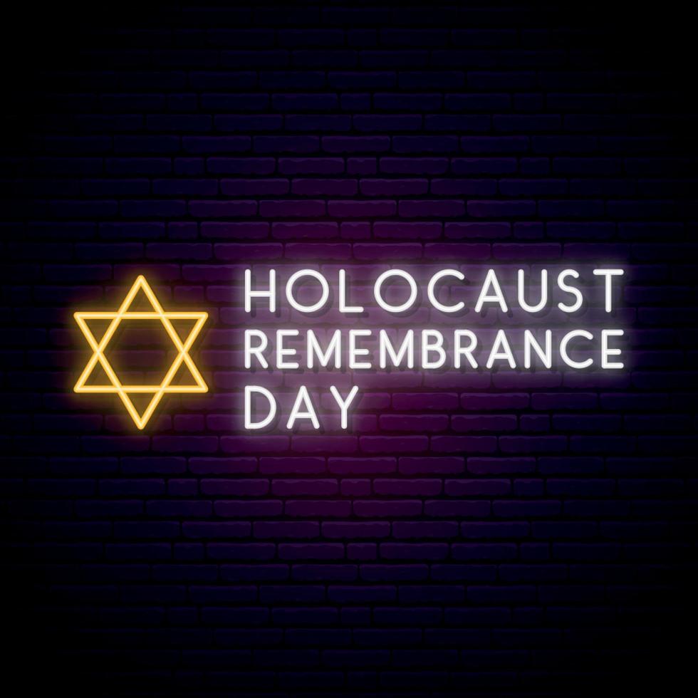 Internationale holocaust herinnering dag vector banier in neon stijl.