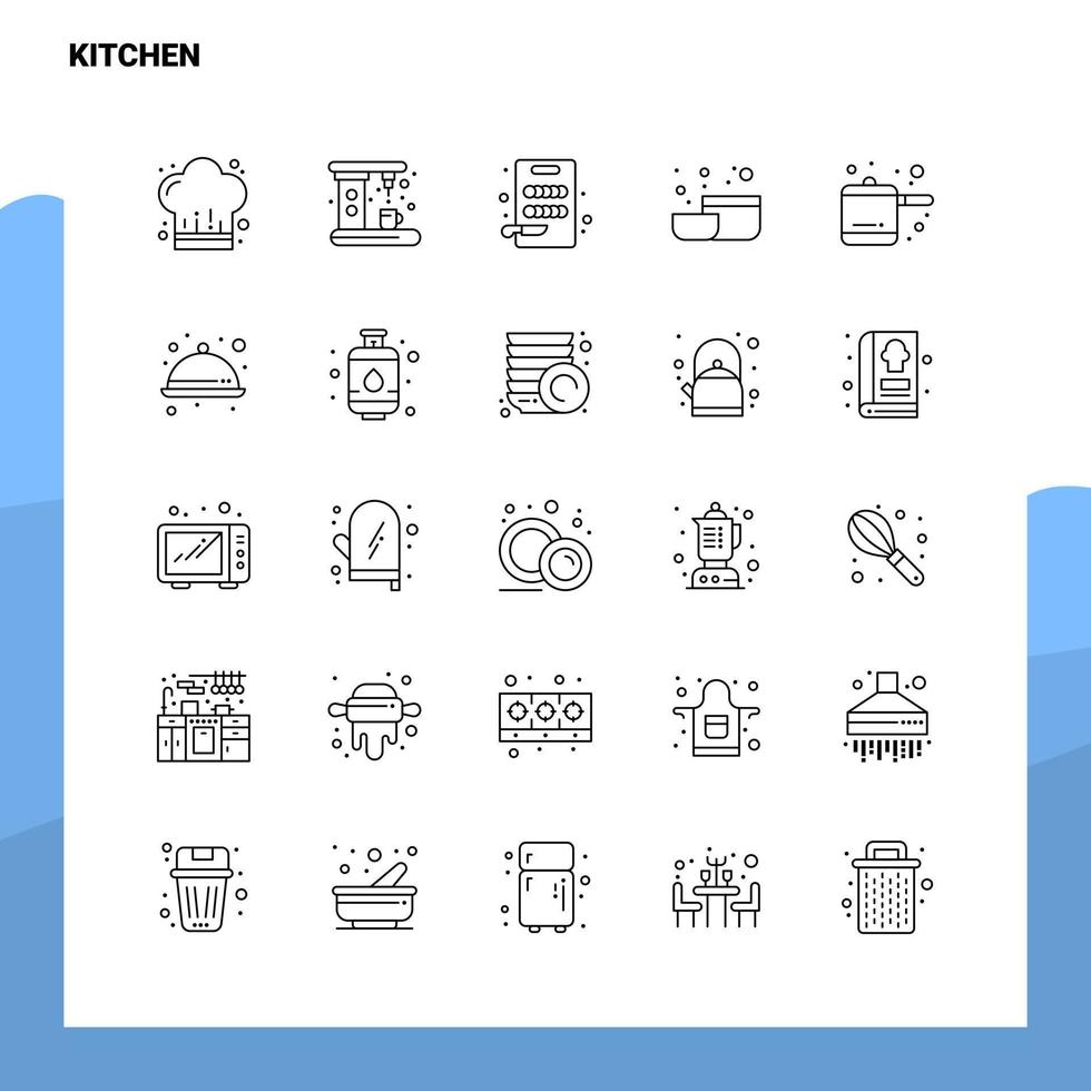 reeks van keuken lijn icoon reeks 25 pictogrammen vector minimalisme stijl ontwerp zwart pictogrammen reeks lineair pictogram pak