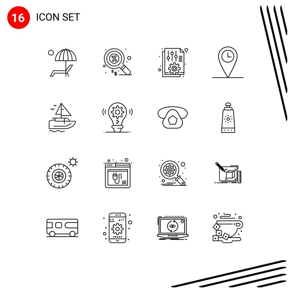 16 gebruiker koppel schets pak van modern tekens en symbolen van boot plaats geld geo- opties bewerkbare vector ontwerp elementen