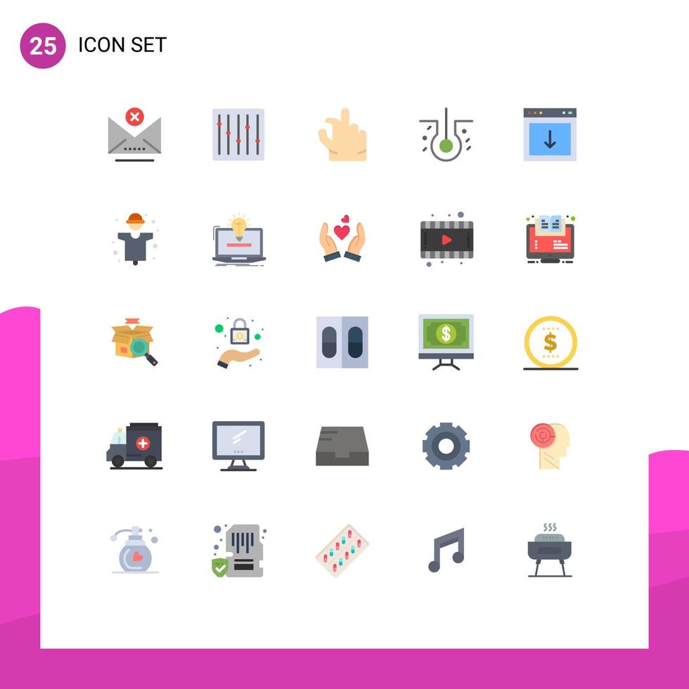 25 vlak kleur concept voor websites mobiel en apps element pijl in app haar- biologie bewerkbare vector ontwerp elementen