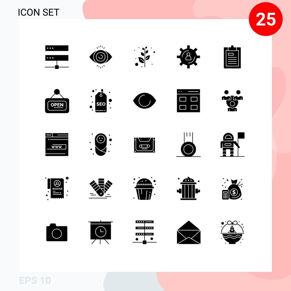 25 universeel solide glyphs reeks voor web en mobiel toepassingen document produktiviteit Afdeling productie uitrusting bewerkbare vector ontwerp elementen