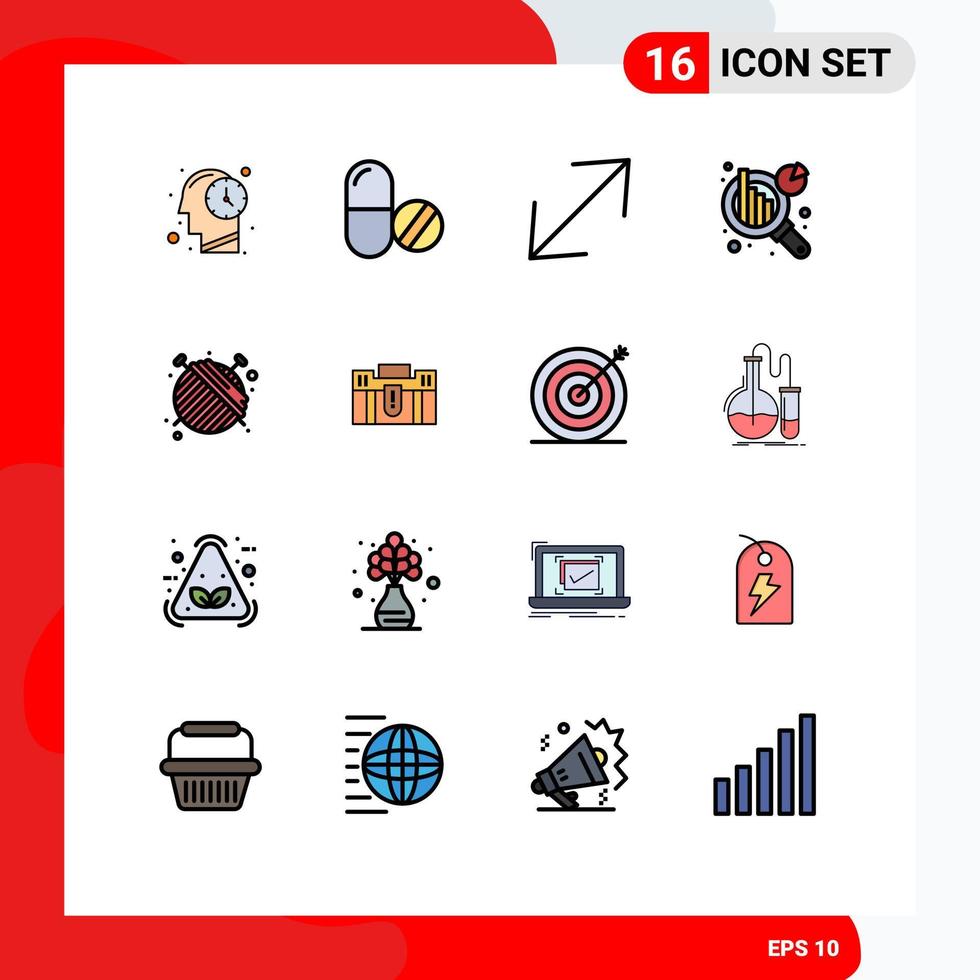 voorraad vector icoon pak van 16 lijn tekens en symbolen voor aktentas mode hoek naaister informatie analyse bewerkbare creatief vector ontwerp elementen