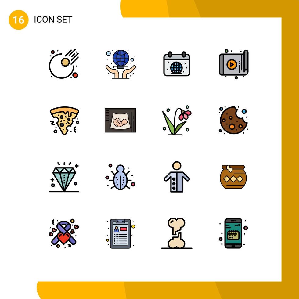 pictogram reeks van 16 gemakkelijk vlak kleur gevulde lijnen van snel voedsel apparaat dag technologie app bewerkbare creatief vector ontwerp elementen