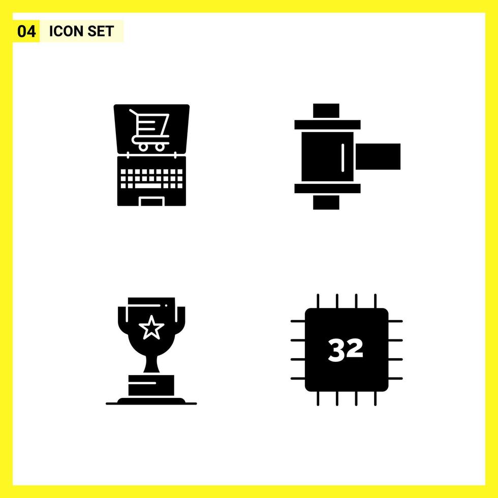 4 icoon reeks gemakkelijk solide symbolen glyph teken Aan wit achtergrond voor website ontwerp mobiel toepassingen en afdrukken media creatief zwart icoon vector achtergrond