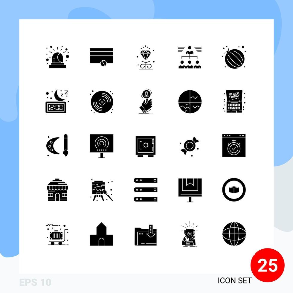 modern reeks van 25 solide glyphs pictogram van groente voedsel hart groep samenspel bewerkbare vector ontwerp elementen