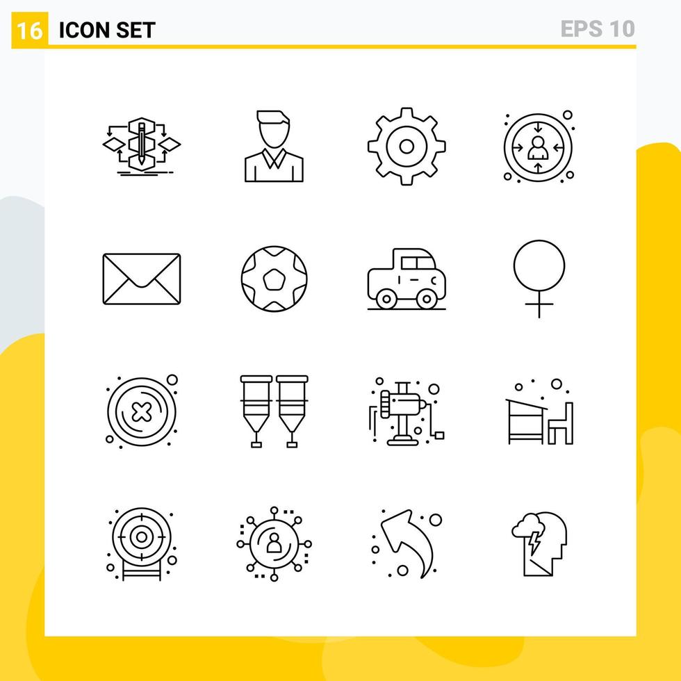 verzameling van 16 universeel lijn pictogrammen icoon reeks voor web en mobiel creatief zwart icoon vector achtergrond