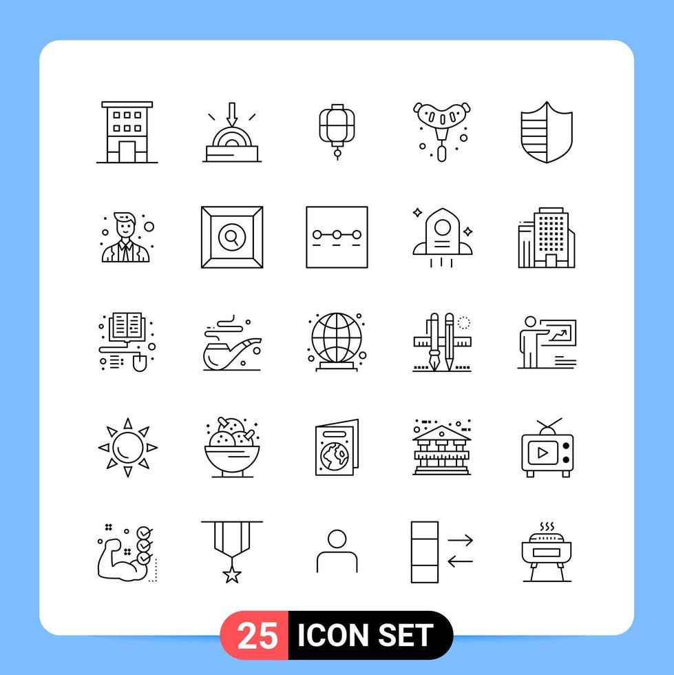 25 lijn zwart icoon pak schets symbolen voor mobiel apps geïsoleerd Aan wit achtergrond 25 pictogrammen reeks creatief zwart icoon vector achtergrond