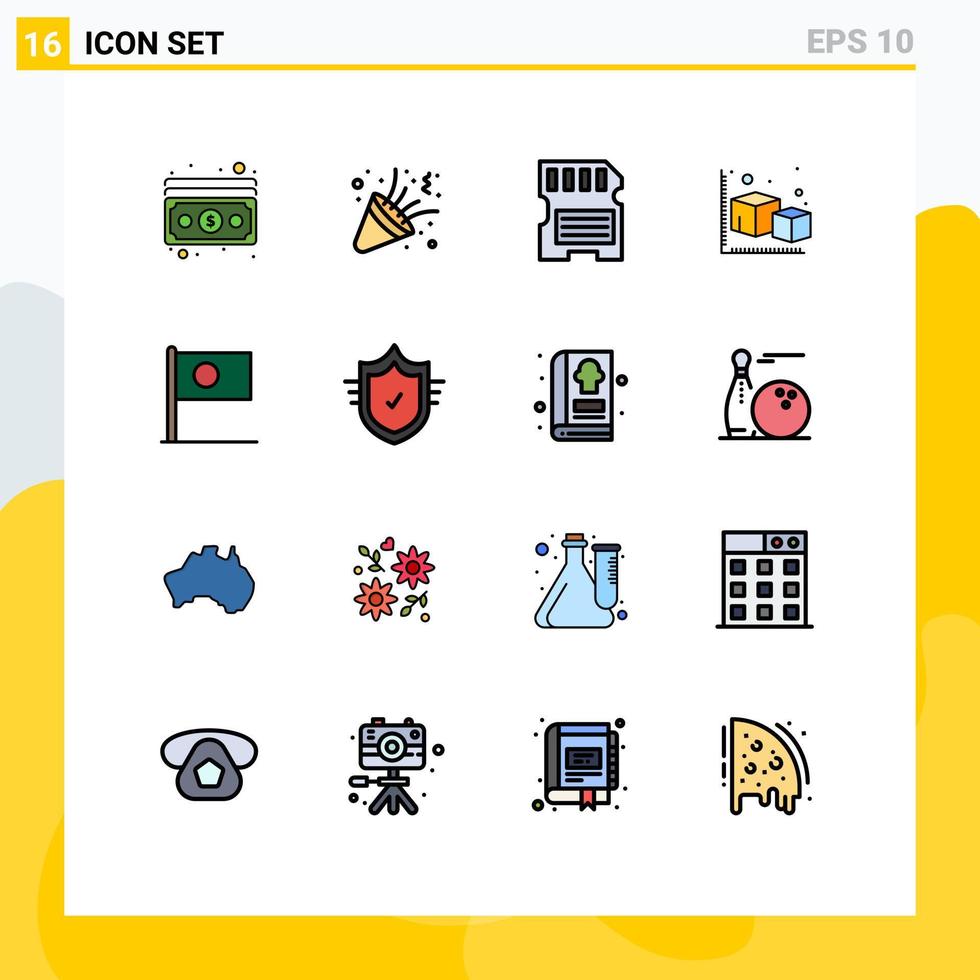 reeks van 16 modern ui pictogrammen symbolen tekens voor bangla voorwerp kaart modellering pijl bewerkbare creatief vector ontwerp elementen