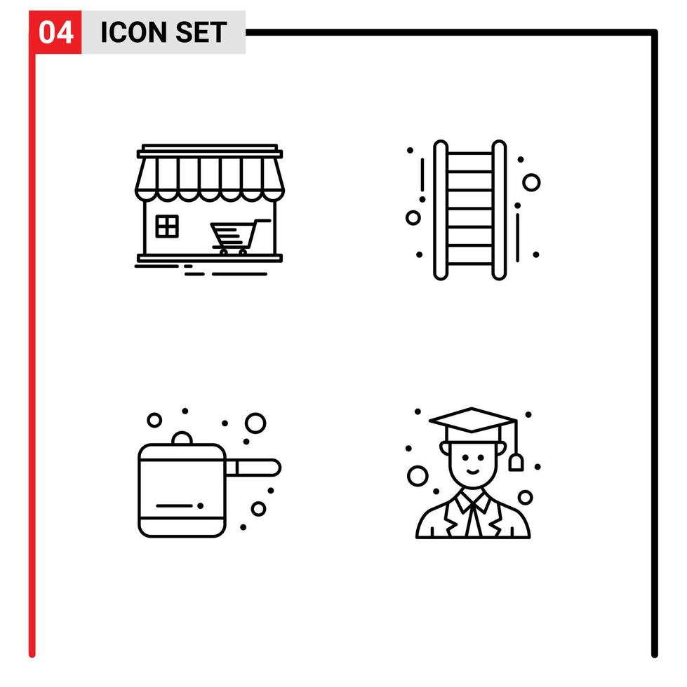 4 thematisch vector gevulde lijn vlak kleuren en bewerkbare symbolen van winkel keuken gebouw omhoog avatar bewerkbare vector ontwerp elementen