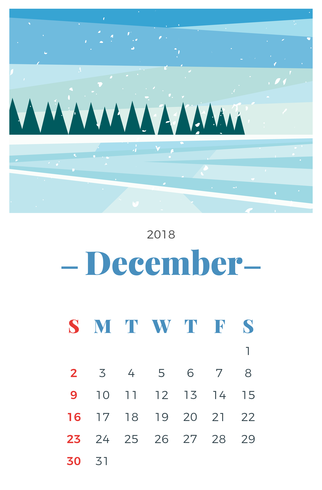 December 2018 Maandelijkse kalender vector