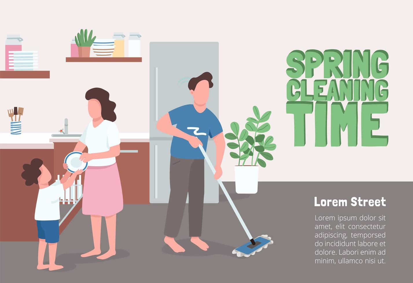 lente schoonmaak tijd poster vector