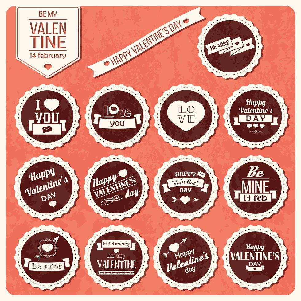 verzameling vintage labels voor Valentijnsdag vector