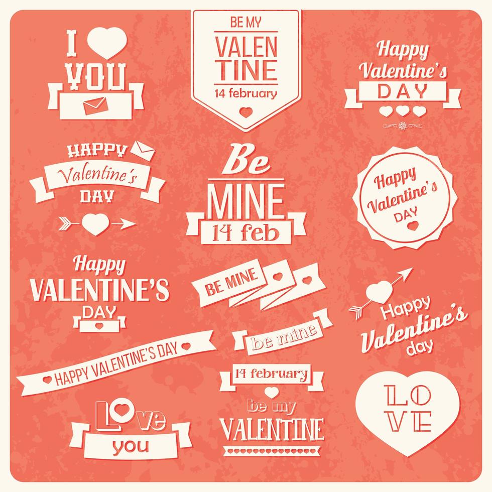 verzameling vintage labels voor Valentijnsdag vector