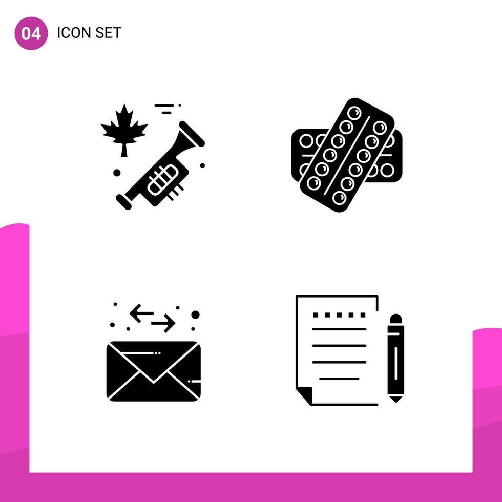 glyph icoon reeks pak van 4 solide pictogrammen geïsoleerd Aan wit achtergrond voor snel reagerend website ontwerp afdrukken en mobiel toepassingen creatief zwart icoon vector achtergrond