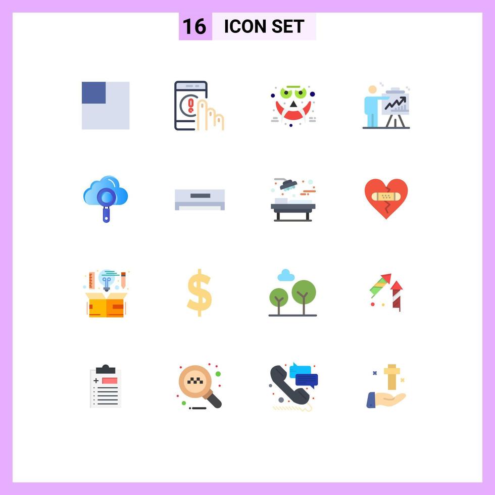 pak van 16 modern vlak kleuren tekens en symbolen voor web afdrukken media zo net zo berekenen diagram gezicht inspanningen bedrijf bewerkbare pak van creatief vector ontwerp elementen