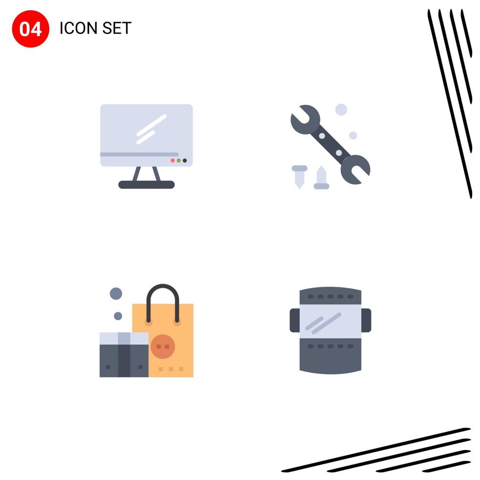 4 vlak icoon concept voor websites mobiel en apps computer branding imac opties afzet bewerkbare vector ontwerp elementen