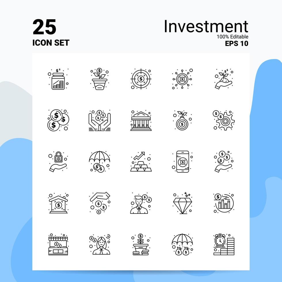 25 investering icoon reeks 100 bewerkbare eps 10 bestanden bedrijf logo concept ideeën lijn icoon ontwerp vector