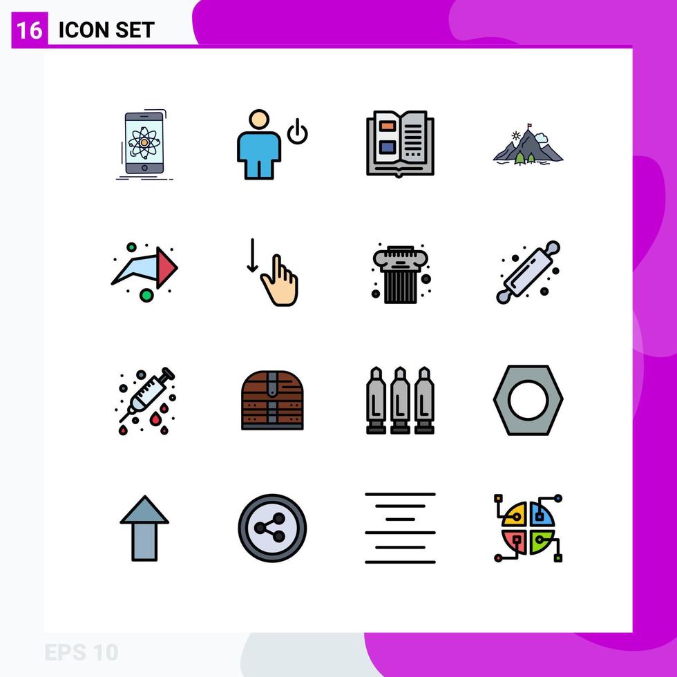 voorraad vector icoon pak van 16 lijn tekens en symbolen voor berg vlag menselijk prestatie kennis bewerkbare creatief vector ontwerp elementen