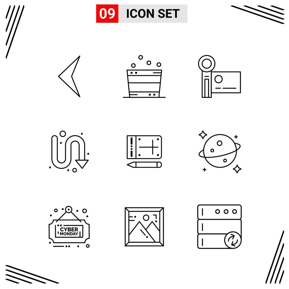 9 pictogrammen lijn stijl rooster gebaseerd creatief schets symbolen voor website ontwerp gemakkelijk lijn icoon tekens geïsoleerd Aan wit achtergrond 9 icoon reeks creatief zwart icoon vector achtergrond