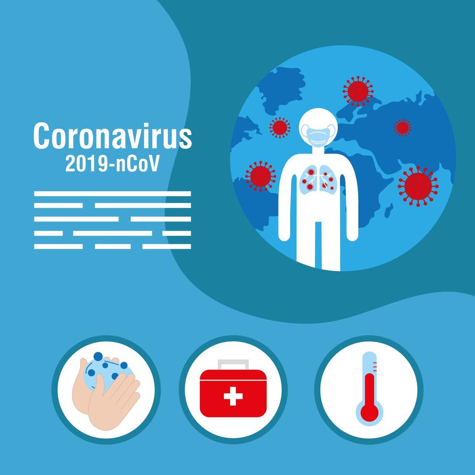 coronaviruspreventiebanner met medische pictogrammen vector