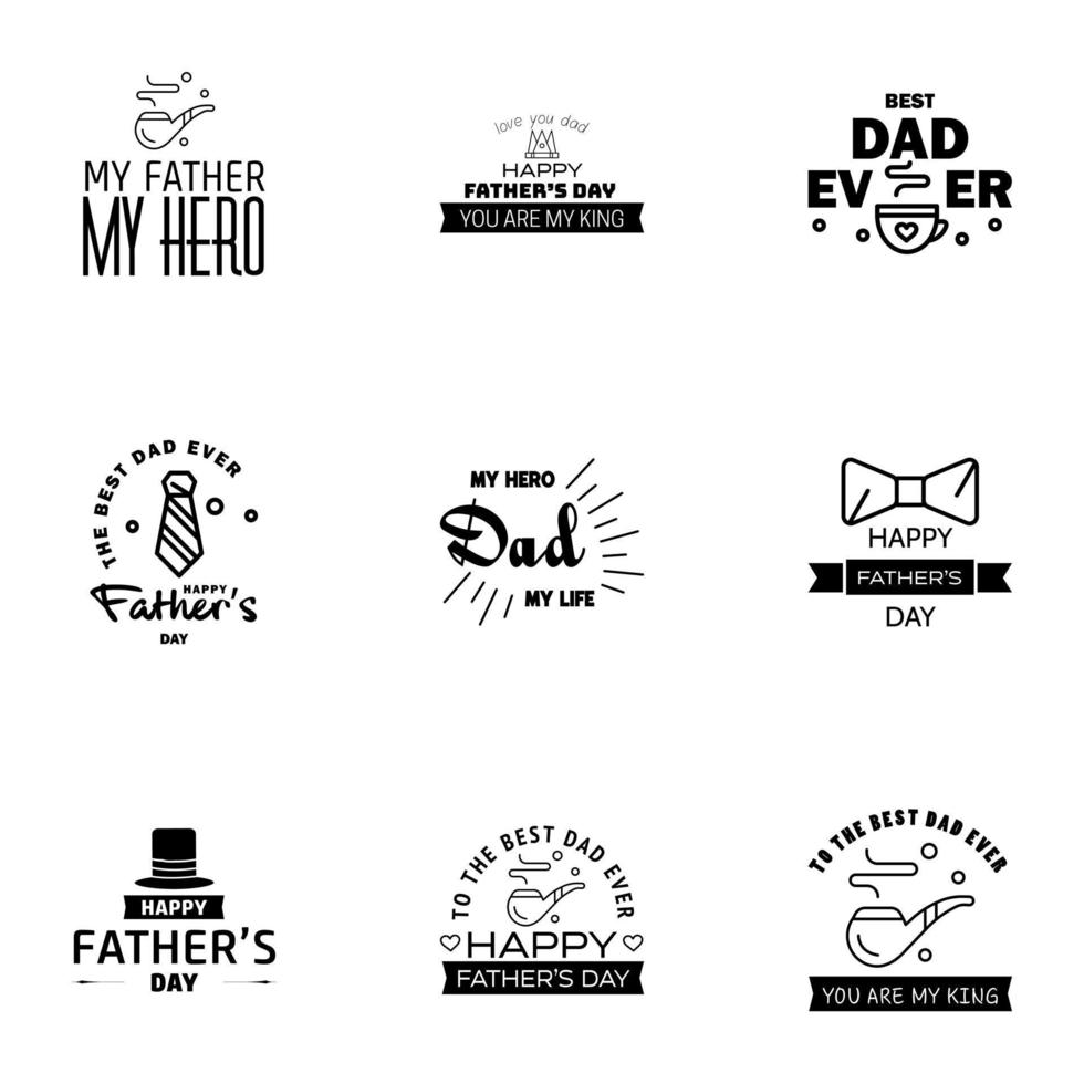 liefde u papa kaart ontwerp voor gelukkig vaders dag typografie verzameling 9 zwart ontwerp bewerkbare vector ontwerp elementen