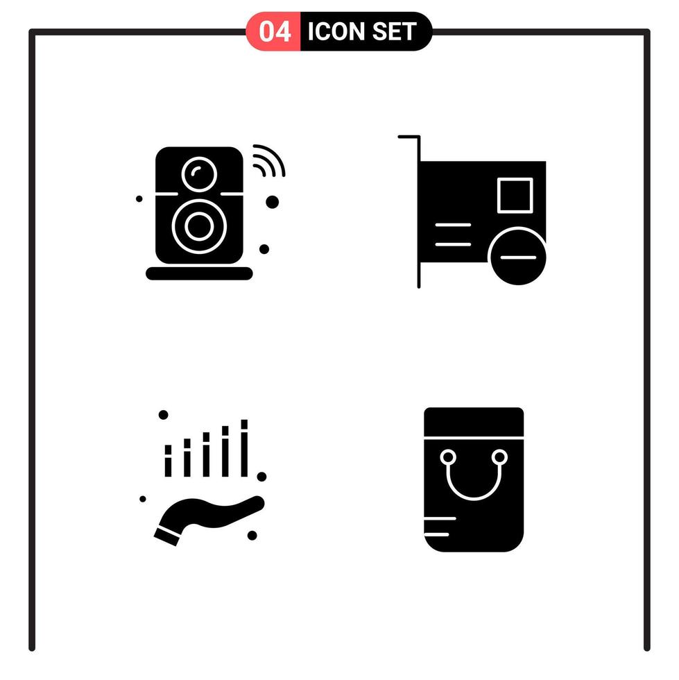 reeks van 4 solide stijl pictogrammen voor web en mobiel glyph symbolen voor afdrukken solide icoon tekens geïsoleerd Aan wit achtergrond 4 icoon reeks creatief zwart icoon vector achtergrond