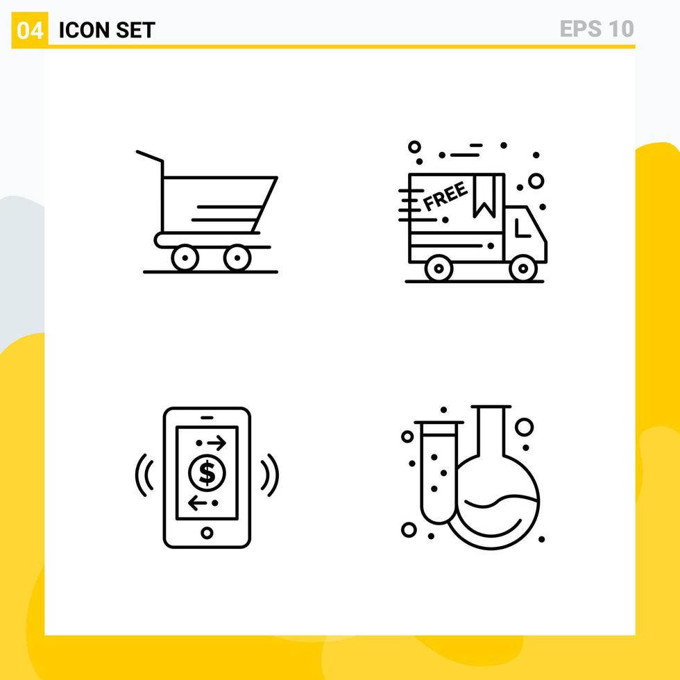 verzameling van 4 universeel lijn pictogrammen icoon reeks voor web en mobiel creatief zwart icoon vector achtergrond