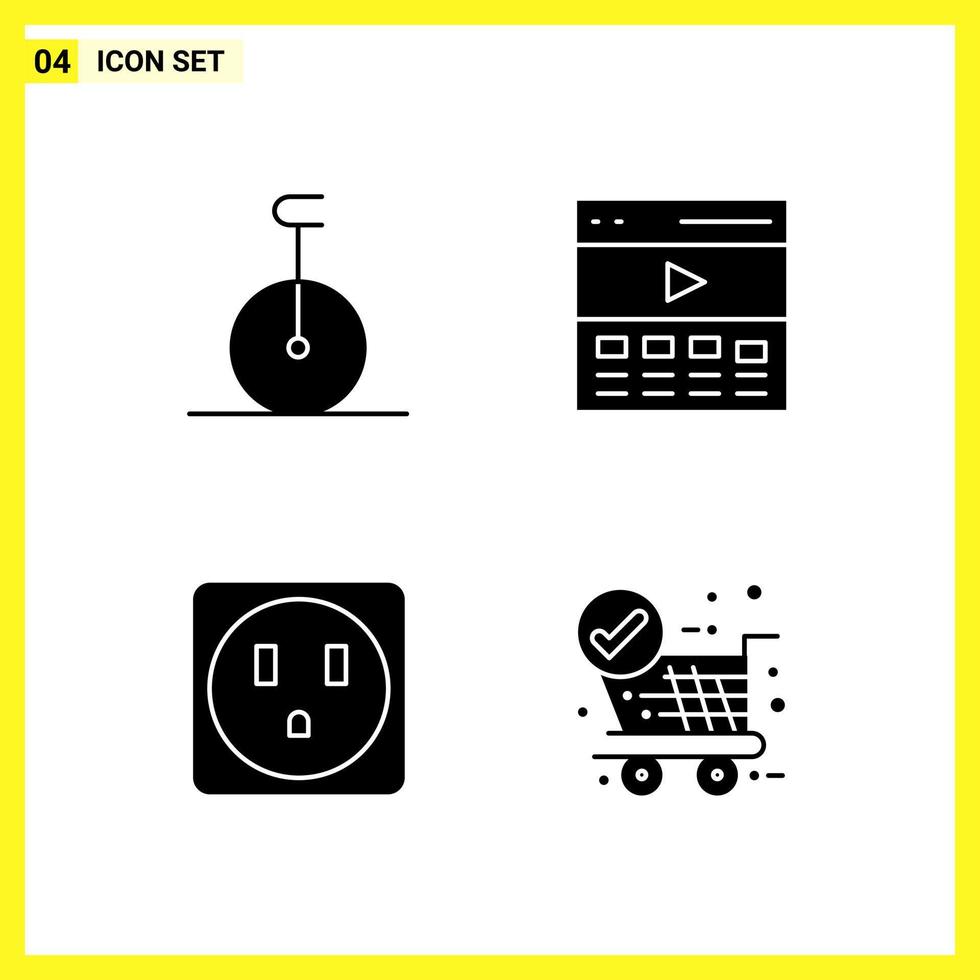 4 icoon reeks gemakkelijk solide symbolen glyph teken Aan wit achtergrond voor website ontwerp mobiel toepassingen en afdrukken media creatief zwart icoon vector achtergrond
