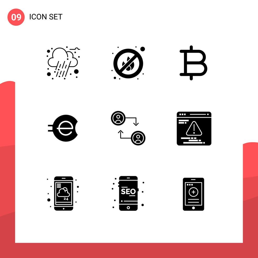 pak van 9 creatief solide glyphs van web ruilen geld verandering crypto valuta bewerkbare vector ontwerp elementen