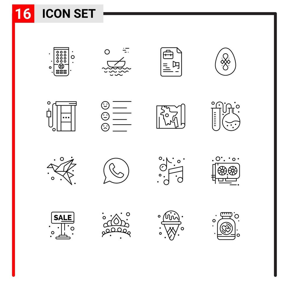 modern reeks van 16 contouren pictogram van benzine ei het dossier Pasen vogel bewerkbare vector ontwerp elementen