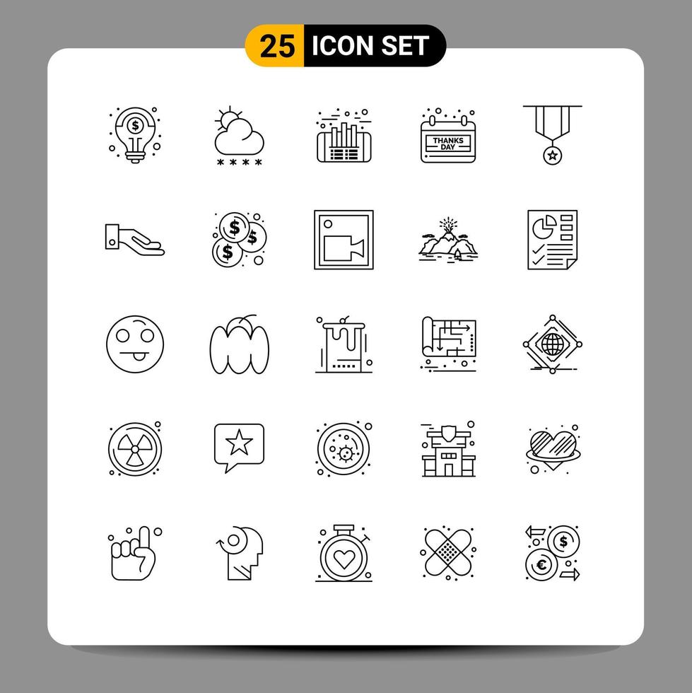 25 gebruiker koppel lijn pak van modern tekens en symbolen van decoratie bedankt dag financiën dag kalender bewerkbare vector ontwerp elementen